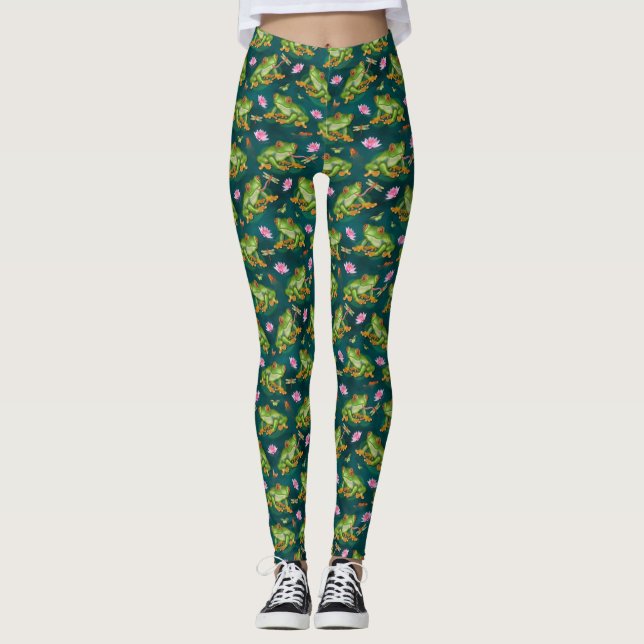 Leggings Motif tropical d'étang à poissons de libellule de (Devant)