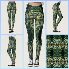 Leggings Motif tropical Green Boho Chic