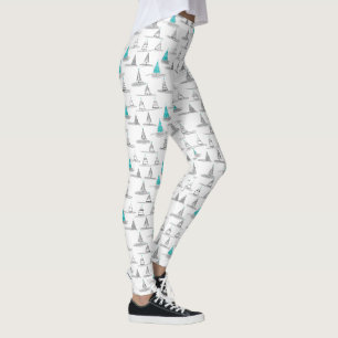 Leggings Motif turquoise d'arbre de Noël n° 5 ID1009