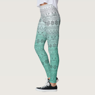 Leggings Motif turquoise Ombre Christmas Sweat