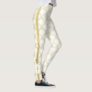 Leggings Motif vague océanique Art déco Hippocampe paillett