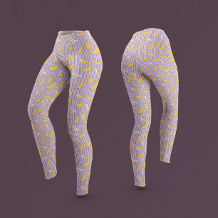 Leggings Motif vectoriel de bande banane   Violet