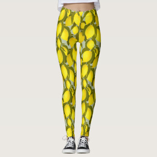 Leggings motif vintage aux branches de citron
