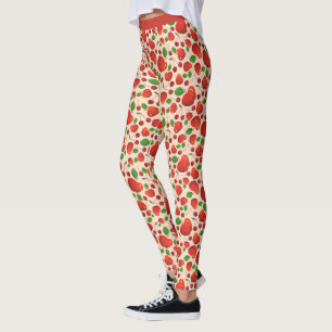 Leggings Motif Vintage de l'orchidée de fruits rouges