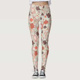 Leggings Motif vintage de temps de thé