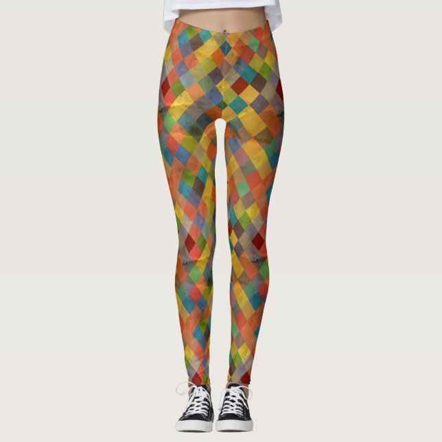 Leggings Motif vintage. Géométrique (Devant)