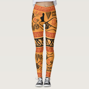 Leggings Motif Vintage Tribal Égyptien À Rayures.