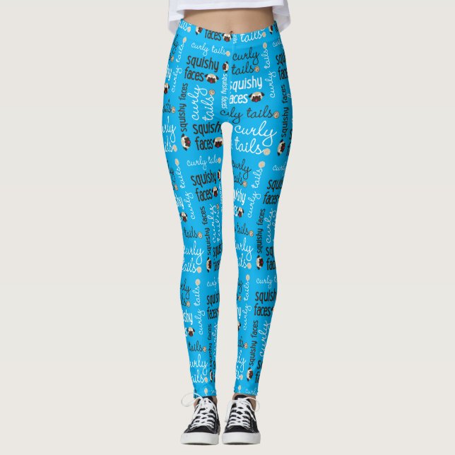 Leggings Motif visqueux des textes de carlin de visages de (Devant)