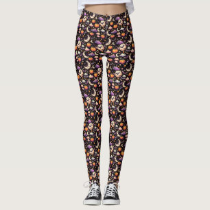 Leggings Motif Whimsical Halloween Night Sky