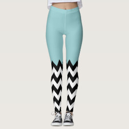 Leggings Motif Zigzag noir et blanc, Chevron, Bleu