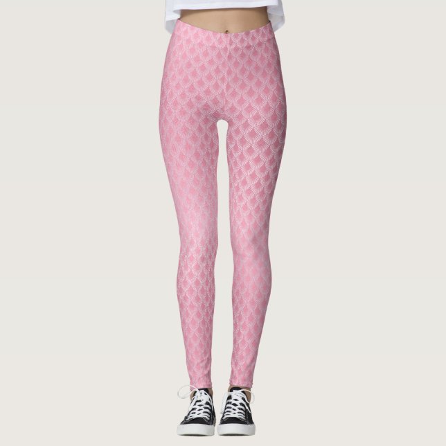 Leggings Motifs à échelle rose (Devant)