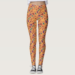 Leggings Motifs à feuilles orange élégantes