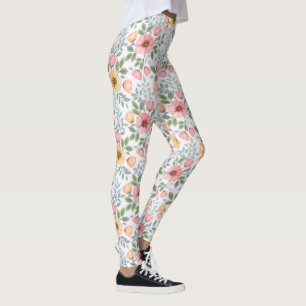 Leggings Motifs à fleurs de couleur douce