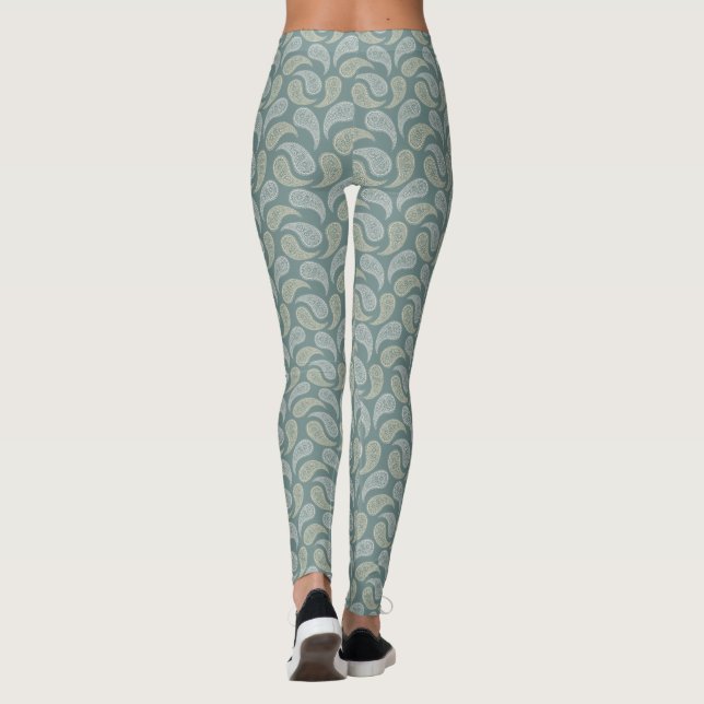 Leggings Motifs à la crème turquoise Paisley (Dos)