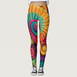 Leggings Motifs Abstraits de la spirale vibrante