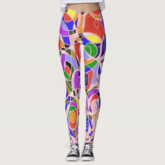 Leggings Motifs Abstraits Tourbillonnants Pastel