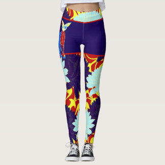 Leggings Motifs Chat Japonais & Chrysanthème