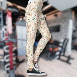Leggings Motifs de visages de petits lapins vintage avec de