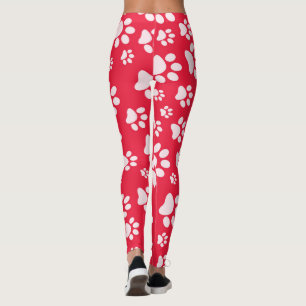 Leggings Motifs Empreintes de pattes rouges et bla