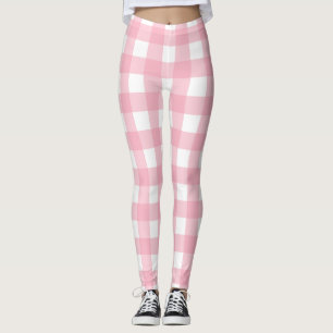 Leggings Motifs en damier rose et blanc
