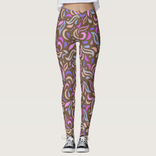 Leggings Motifs feuille et tourbillons