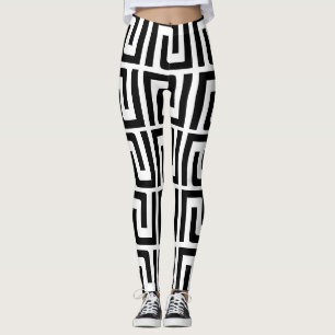Leggings Motifs géométriques noirs et blancs