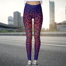 Leggings Motifs Gras Bleu Et Rouge