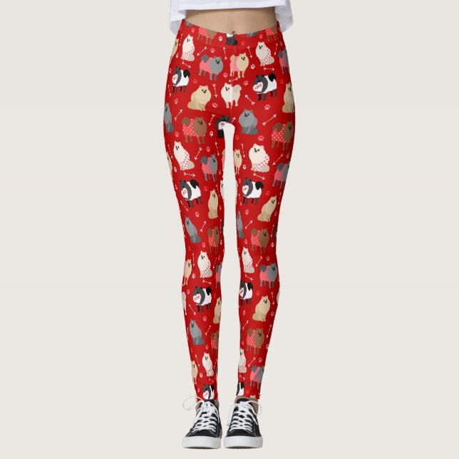 Leggings Motifs Poméraniens Valentine (Devant)
