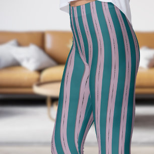 Leggings Motifs Turquoises foncés et roses classiq