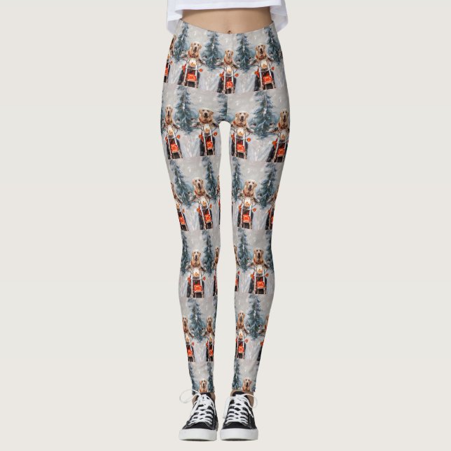 Leggings Moto à chiens Labrador Noël (Devant)