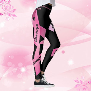 Leggings Mots d'alimentation rose ruban Personnalisez le Mo