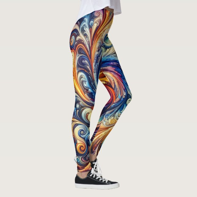 Leggings Mouvement coloré Art Abstrait (Droite)