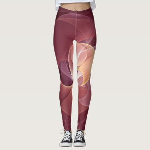 Leggings Mouvement Vin Moderne Abstrait Rouge Rose Fractal