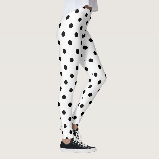 Leggings Moyens pois noirs en blanc (Droite)