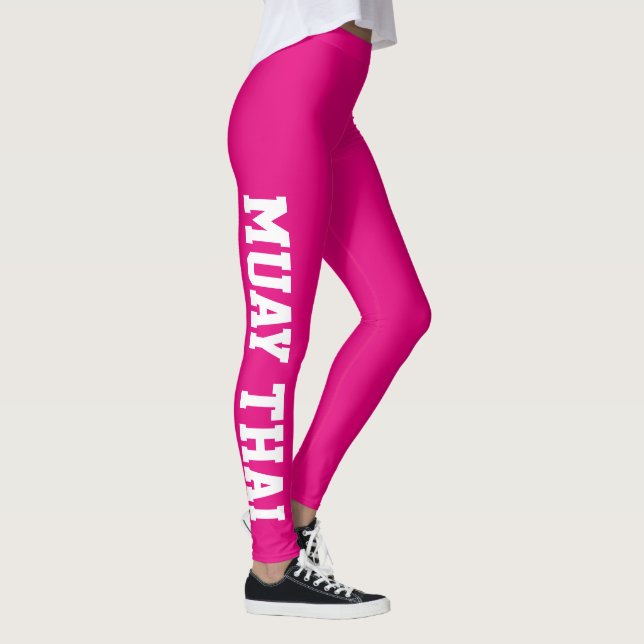 Leggings Muay Thai Martial Arts Clair Rose Et Blanc (Droite)