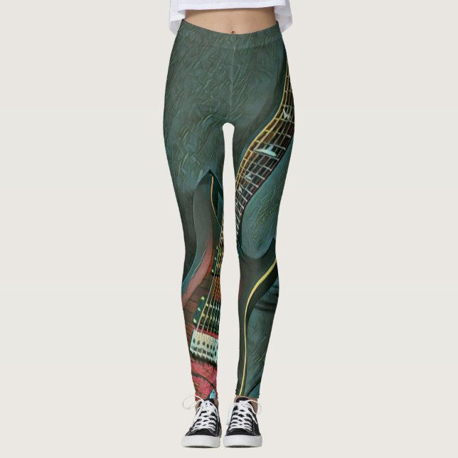 Leggings musicien guitare amoureux cadeau (Devant)