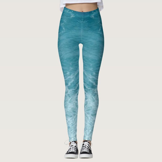 Leggings Musique Bleu clair Ocean Waves Inspiration (Devant)