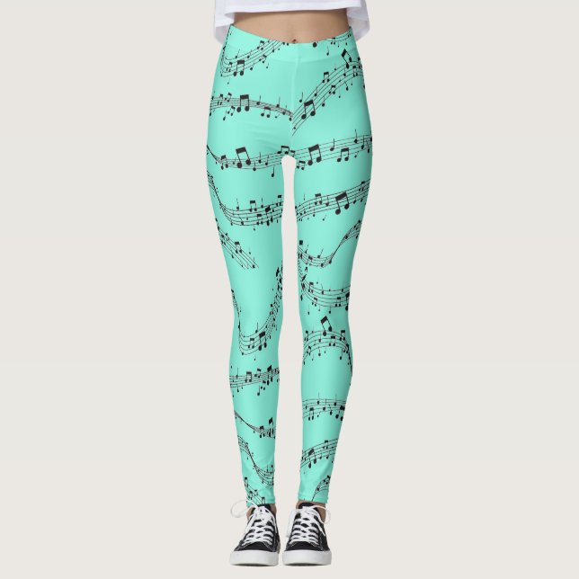 Leggings Musique bleue note musicienne Motif (Devant)