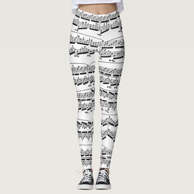 Leggings Musique en noir et blanc (Devant)