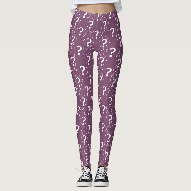 Leggings Mystère question marque énigme puzzle mauve (Devant)