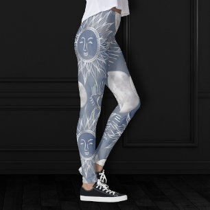 Leggings Mystique solaire   Dusty Blue Silver Moon Stars So