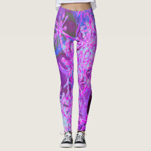 Leggings Nature rétro Abstraite cool en rose chaud et viole