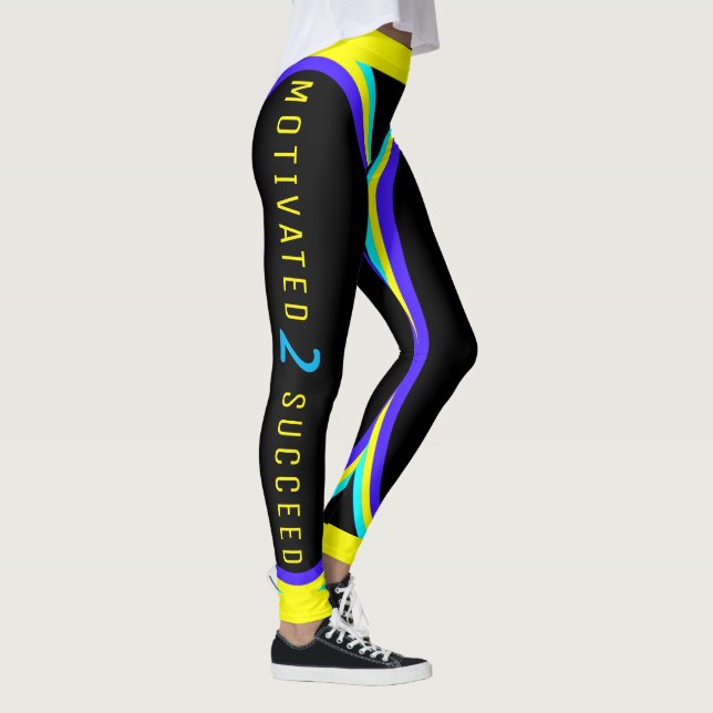 Leggings Né Guerrier, Motivé à réussir (Votre nom) (Droite)