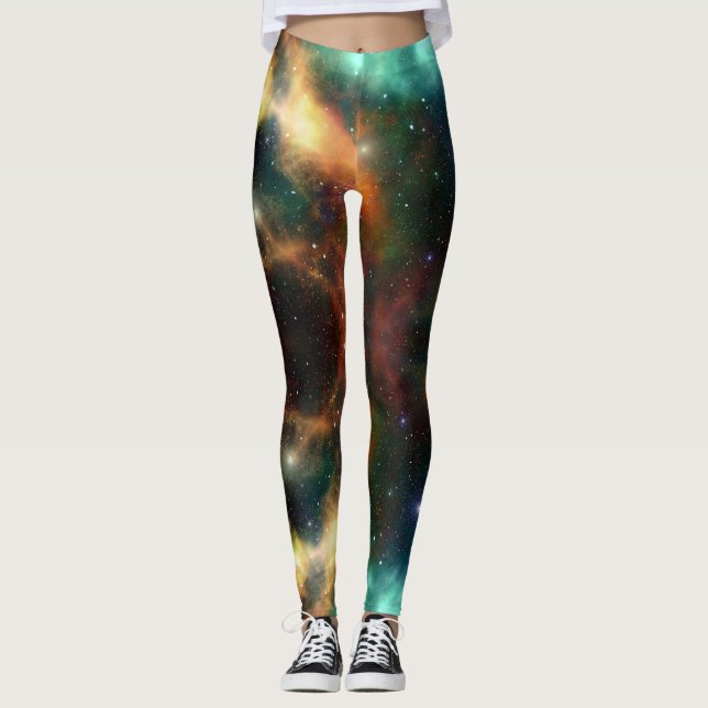 Leggings Nebula or vert bleu gymnase vêtements actifs (Devant)