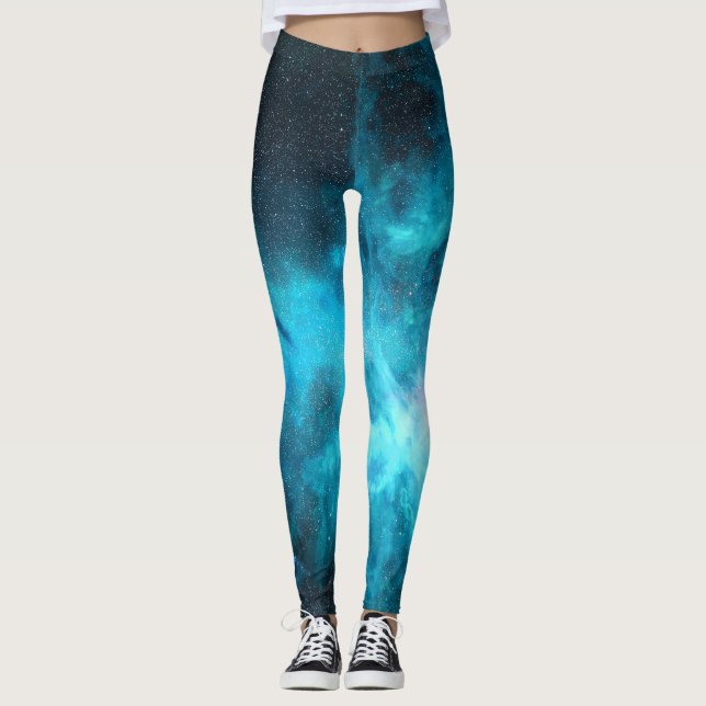 Leggings nébuleuse orientale, lumière bleue, astronomie. (Devant)