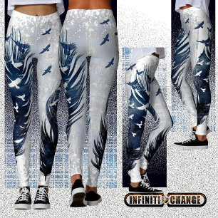 Leggings NÉE POUR ÊTRE LIBRE   Aigles texturés Grunge Denim