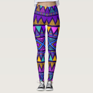 Leggings Neon Blue : Tribal Navajo Motif