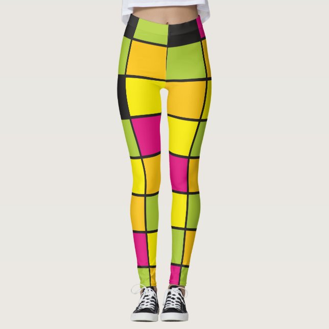 Leggings Neon Carré Motif coloré (Devant)