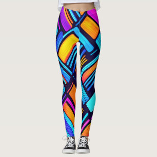 Leggings Neon Géométrique Abstrait