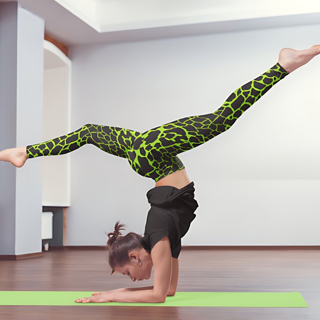 Leggings Neon Green Giraffe taches Motif (Créateur téléchargé)